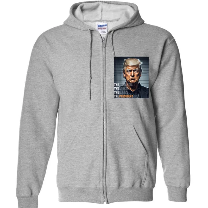 Trump 2024 Mugshot The Gangster Legend G.O.A.T The President Full Zip Hoodie