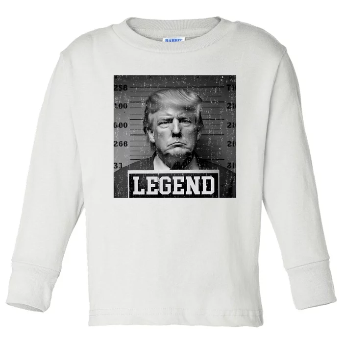 Trump 2024 Mugshot President Legend Toddler Long Sleeve Shirt