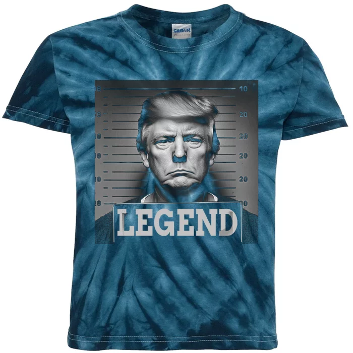 Trump 2024 Mugshot President Legend Election Free Trump Kids Tie-Dye T-Shirt