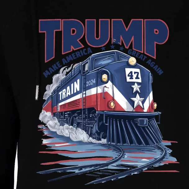 Trump 2024 Make America Great Again Train Graphic Womens Funnel Neck Pullover Hood