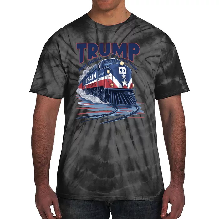 Trump 2024 Make America Great Again Train Graphic Tie-Dye T-Shirt