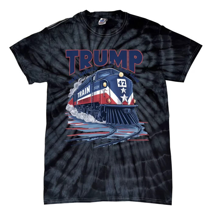 Trump 2024 Make America Great Again Train Graphic Tie-Dye T-Shirt