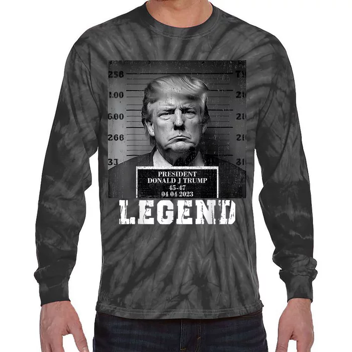 Trump 2024 Mugshot President Legend Tie-Dye Long Sleeve Shirt