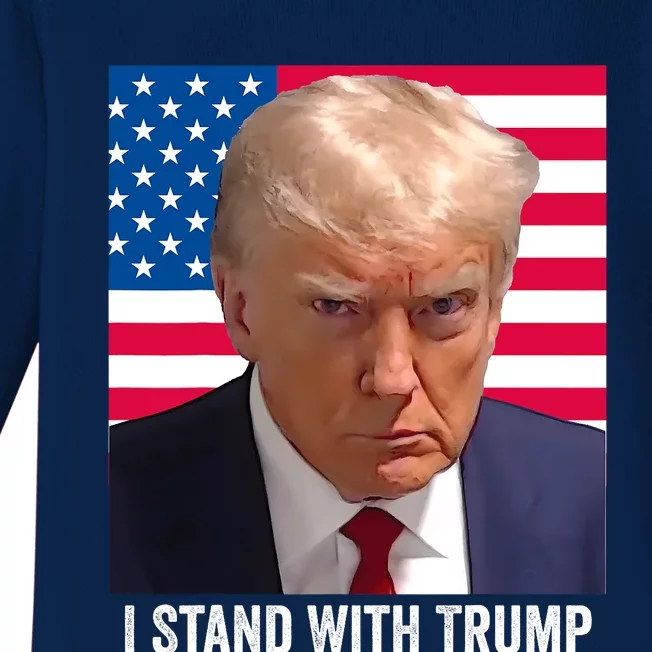 Trump 2024 Mugshot I Stand With Trump Pro Trump Baby Long Sleeve Bodysuit