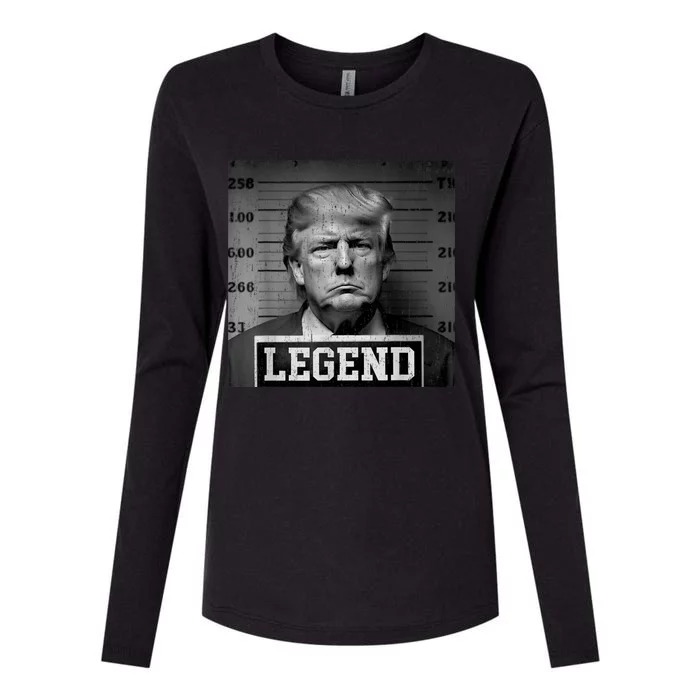 Trump 2024 Mugshot President Legend Womens Cotton Relaxed Long Sleeve T-Shirt