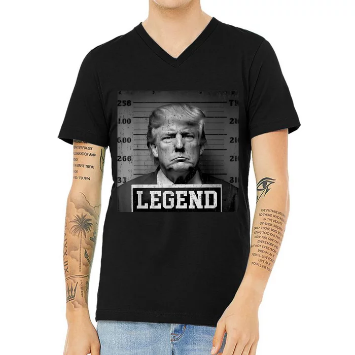 Trump 2024 Mugshot President Legend V-Neck T-Shirt