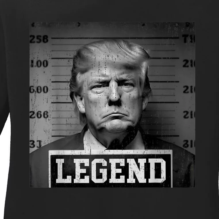 Trump 2024 Mugshot President Legend Ladies Long Sleeve Shirt