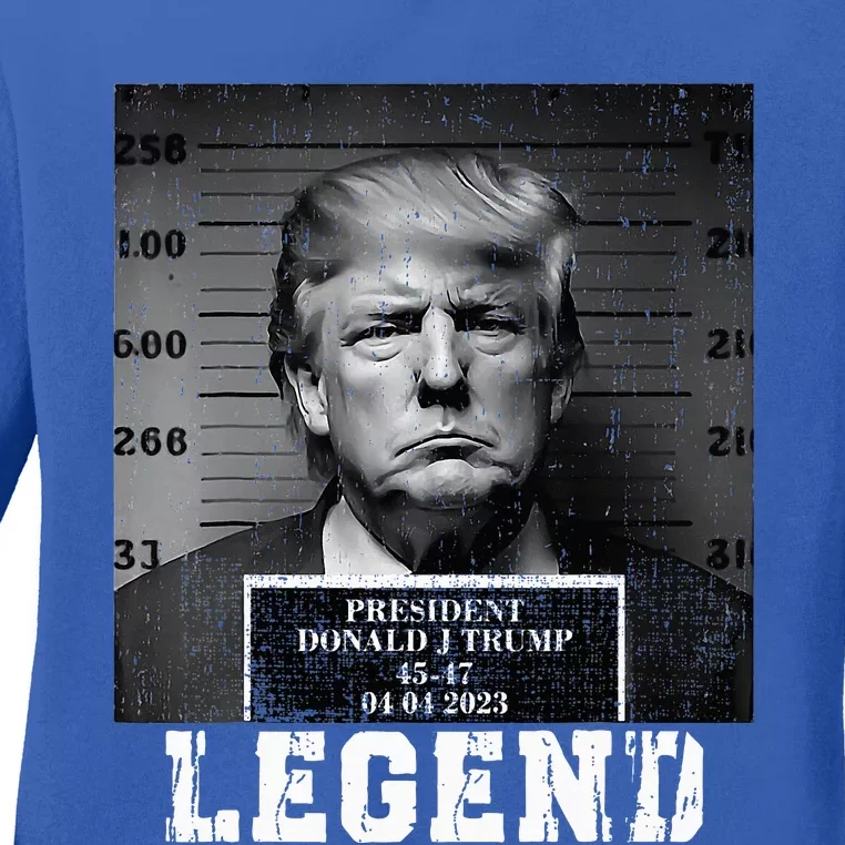 Trump 2024 Mugshot President Legend Ladies Long Sleeve Shirt