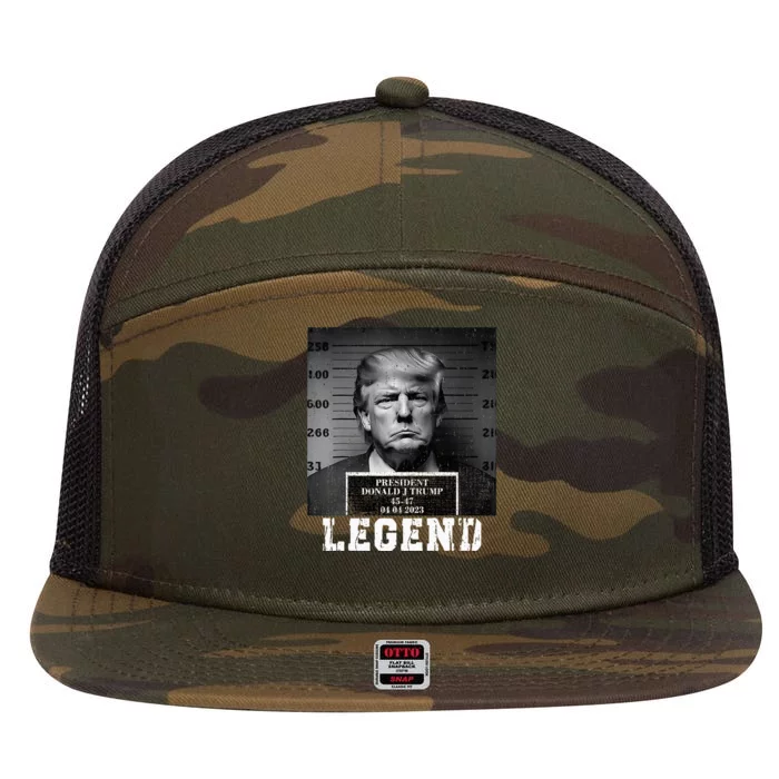 Trump 2024 Mugshot President Legend 7 Panel Mesh Trucker Snapback Hat