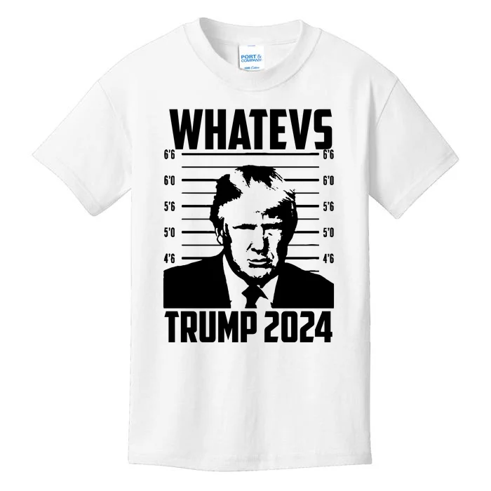 Trump 2024 Mugshot President Whatevs  Trump 2024 Kids T-Shirt