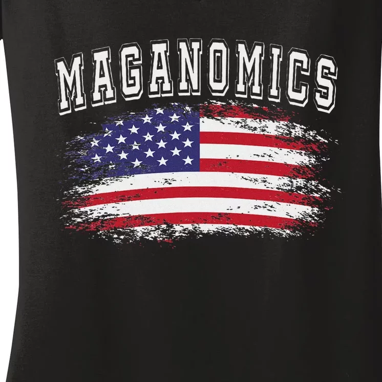 Trump 2024 Maganomics President Legend Women's V-Neck T-Shirt