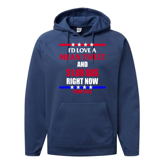 Trump 2024 Mean Tweet Low Gas Anti Biden Performance Fleece Hoodie