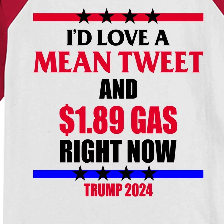 Trump 2024 Mean Tweet Low Gas Anti Biden Kids Colorblock Raglan Jersey