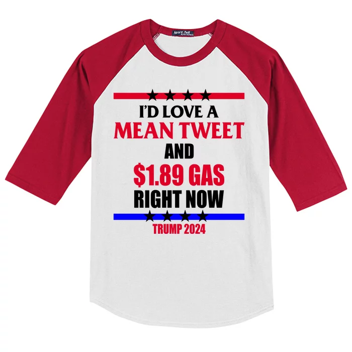 Trump 2024 Mean Tweet Low Gas Anti Biden Kids Colorblock Raglan Jersey