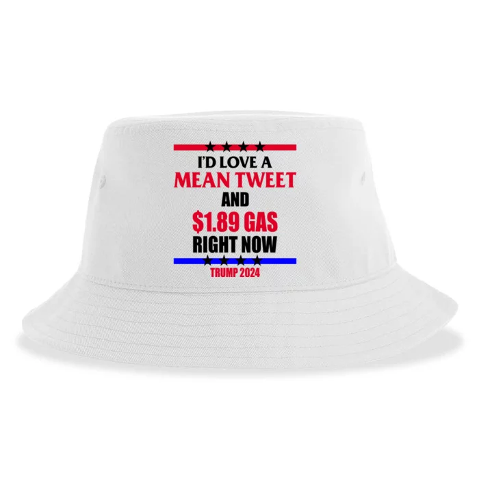 Trump 2024 Mean Tweet Low Gas Anti Biden Sustainable Bucket Hat