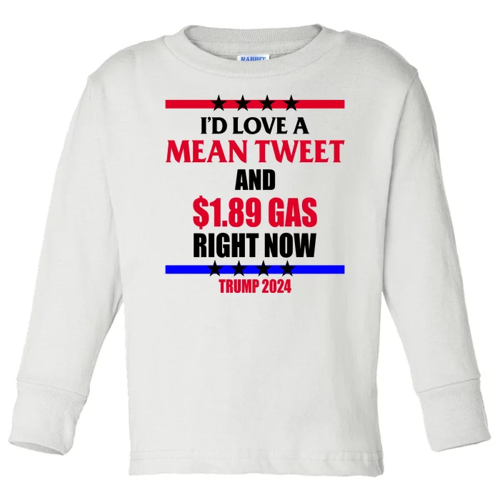 Trump 2024 Mean Tweet Low Gas Anti Biden Toddler Long Sleeve Shirt