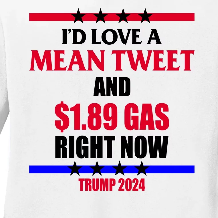 Trump 2024 Mean Tweet Low Gas Anti Biden Ladies Long Sleeve Shirt