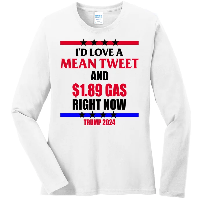 Trump 2024 Mean Tweet Low Gas Anti Biden Ladies Long Sleeve Shirt