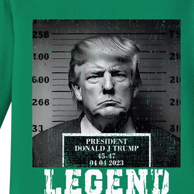 Trump 2024 Mugshot President Legend Baby Long Sleeve Bodysuit