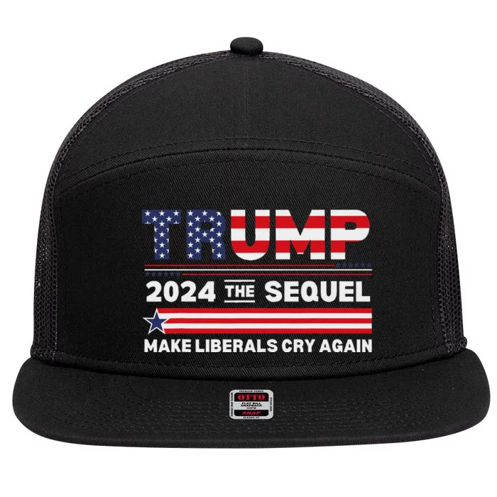 Trump 2024 Make Liberals Cry Again 7 Panel Mesh Trucker Snapback Hat