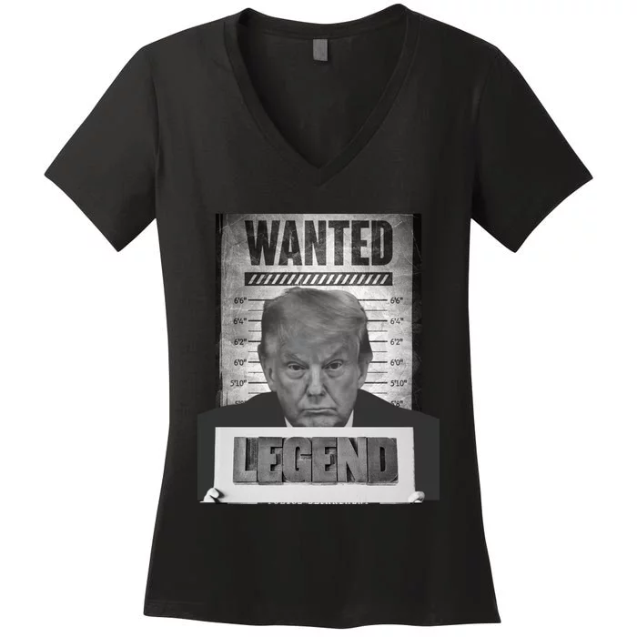 Trump 2024 Mugshot President Legend Women's V-Neck T-Shirt