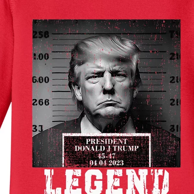 Trump 2024 Mugshot President Legend Baby Long Sleeve Bodysuit