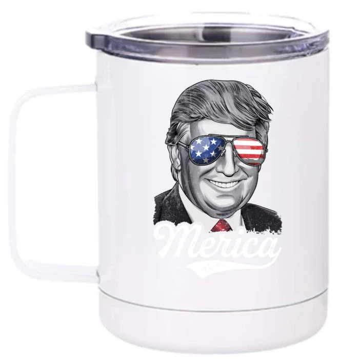 Trump 2020 Merica Presidential Campaign Gift Front & Back 12oz Stainless Steel Tumbler Cup