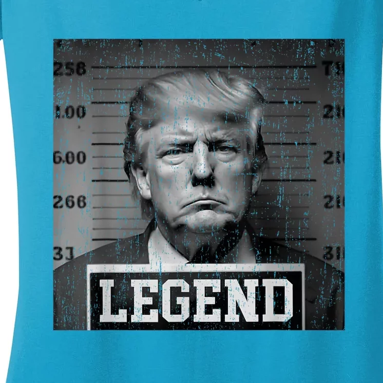 Trump 2024 Mugshot President Legend Pro Trump Women's V-Neck T-Shirt