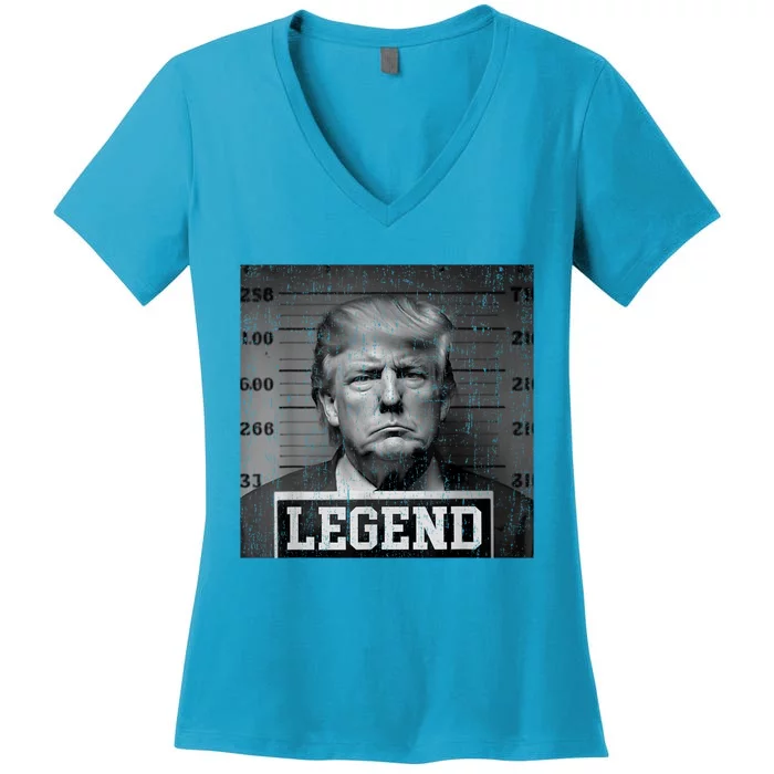 Trump 2024 Mugshot President Legend Pro Trump Women's V-Neck T-Shirt