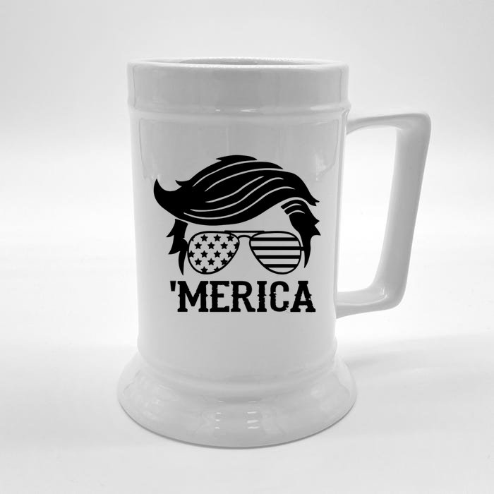 Trump 2020 Merica America First Gift Front & Back Beer Stein