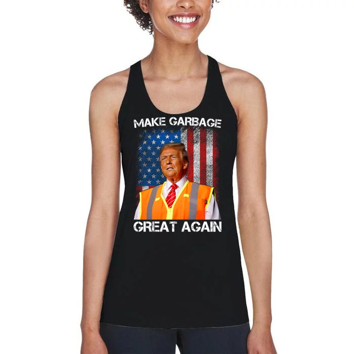 Trump 2024 Make Garbage Great Again Funny For Trump Us Flag Women's Racerback Tank