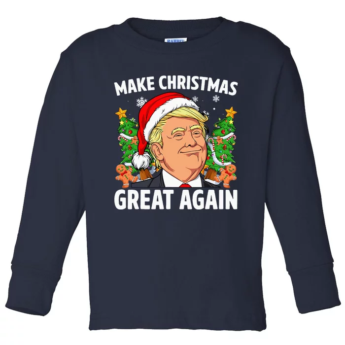 Trump 2024 Make Christmas Great Again Toddler Long Sleeve Shirt