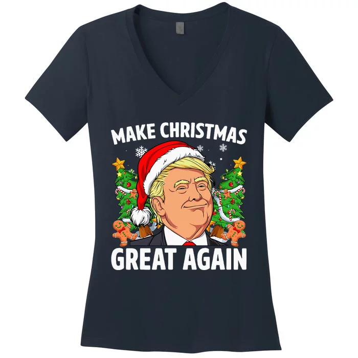 Trump 2024 Make Christmas Great Again Women's V-Neck T-Shirt