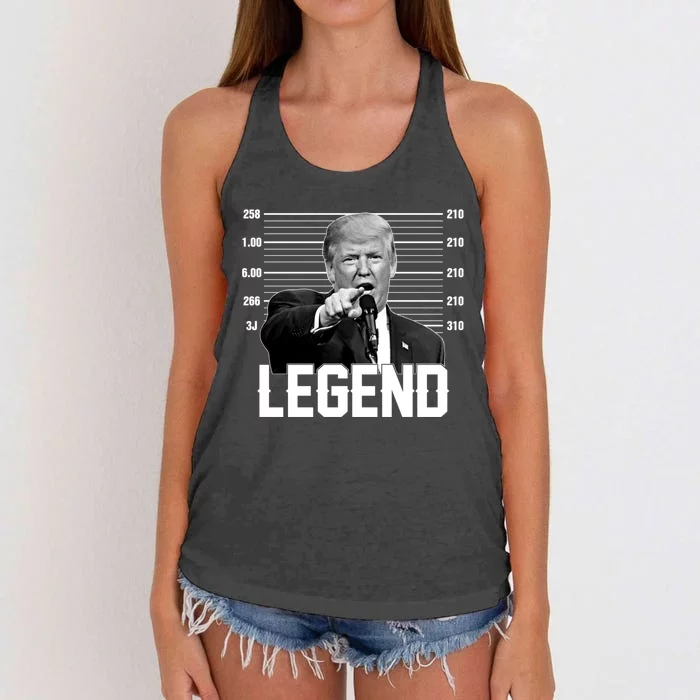 Trump 2024 Mugshot President Legend Vote Election Women's Knotted Racerback Tank