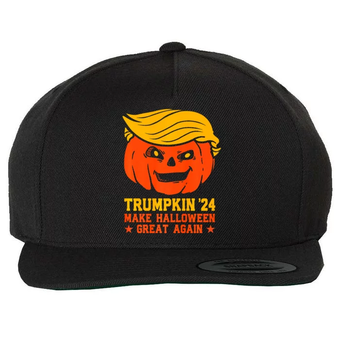 Trumpkin 24 Make Halloween Great Again Funny Trump 2024 Design Wool Snapback Cap