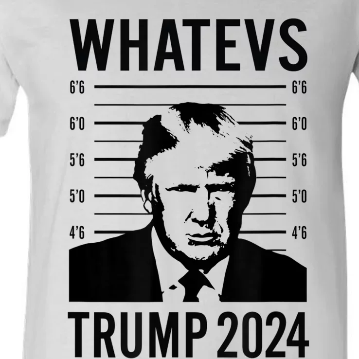 Trump 2024 Mugshot President Whatevs V-Neck T-Shirt