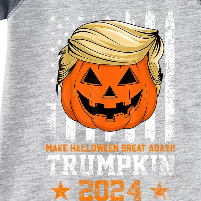 Trumpkin 2024 Make Halloween Great Again American Flag Design Infant Baby Jersey Bodysuit