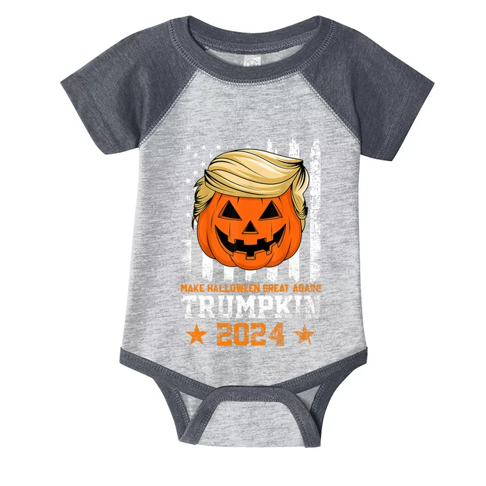 Trumpkin 2024 Make Halloween Great Again American Flag Design Infant Baby Jersey Bodysuit