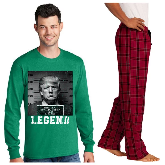 Trump 2024 Mugshot President Legend Long Sleeve Pajama Set