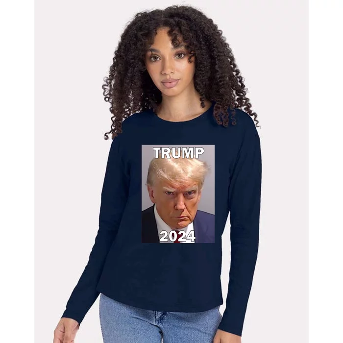 Trump 2024 Mugshot Womens Cotton Relaxed Long Sleeve T-Shirt