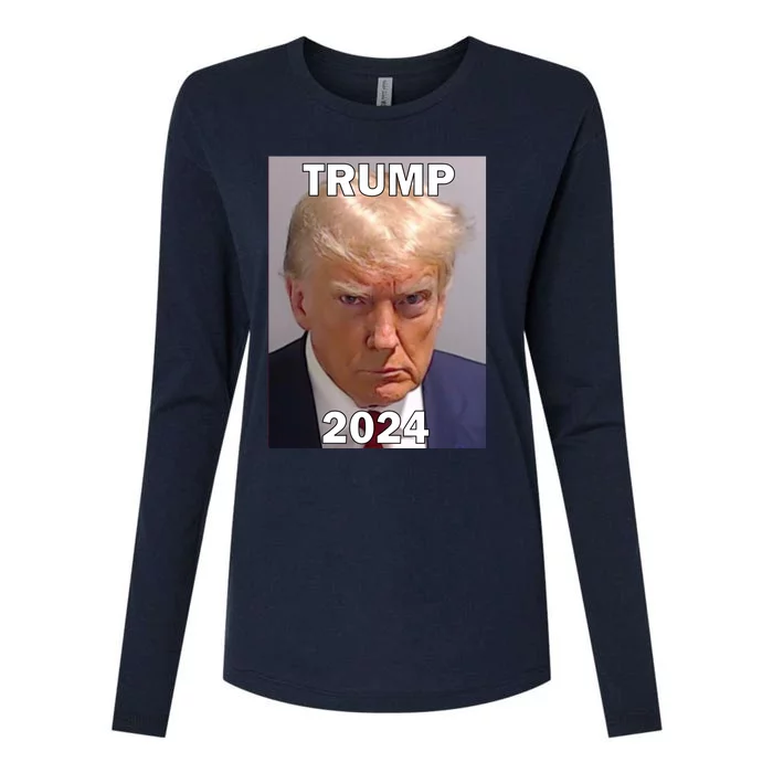 Trump 2024 Mugshot Womens Cotton Relaxed Long Sleeve T-Shirt