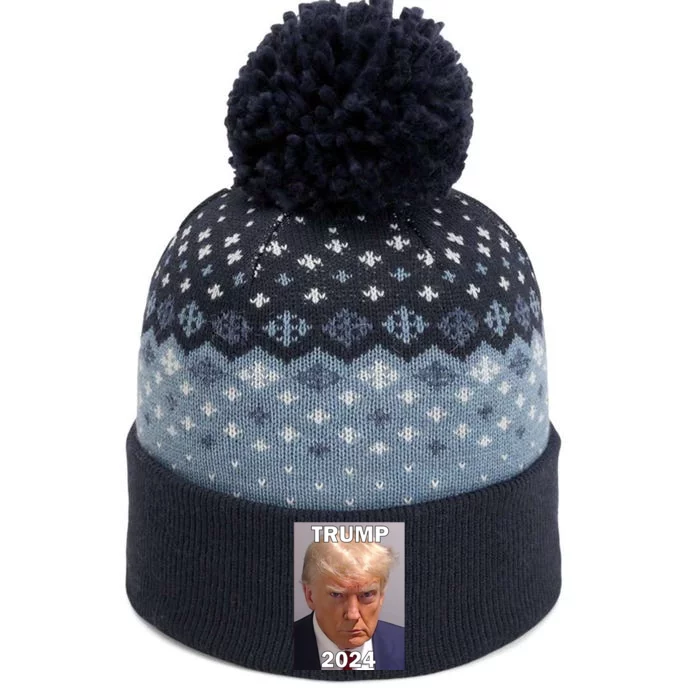 Trump 2024 Mugshot The Baniff Cuffed Pom Beanie