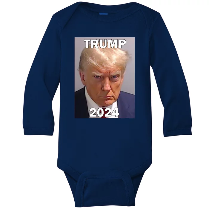 Trump 2024 Mugshot Baby Long Sleeve Bodysuit