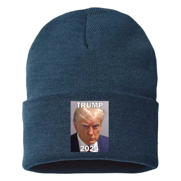 Trump 2024 Mugshot Sustainable Knit Beanie