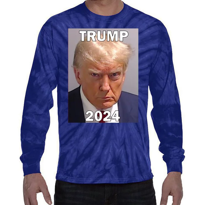 Trump 2024 Mugshot Tie-Dye Long Sleeve Shirt