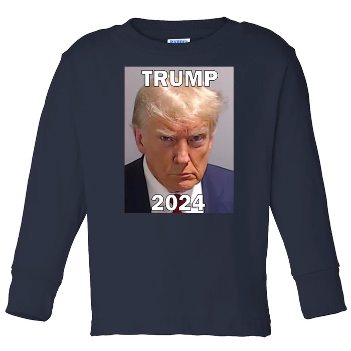 Trump 2024 Mugshot Toddler Long Sleeve Shirt