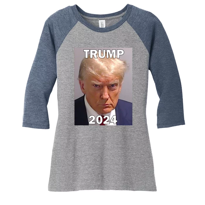 Trump 2024 Mugshot Women's Tri-Blend 3/4-Sleeve Raglan Shirt