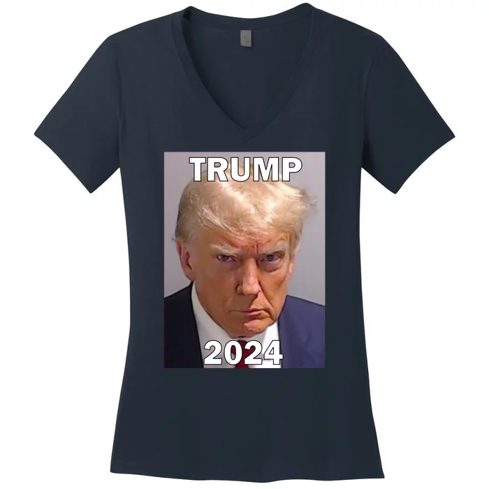 Trump 2024 Mugshot Women's V-Neck T-Shirt