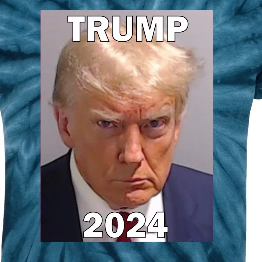 Trump 2024 Mugshot Kids Tie-Dye T-Shirt