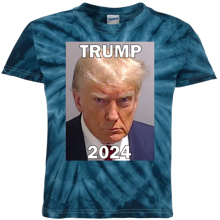 Trump 2024 Mugshot Kids Tie-Dye T-Shirt